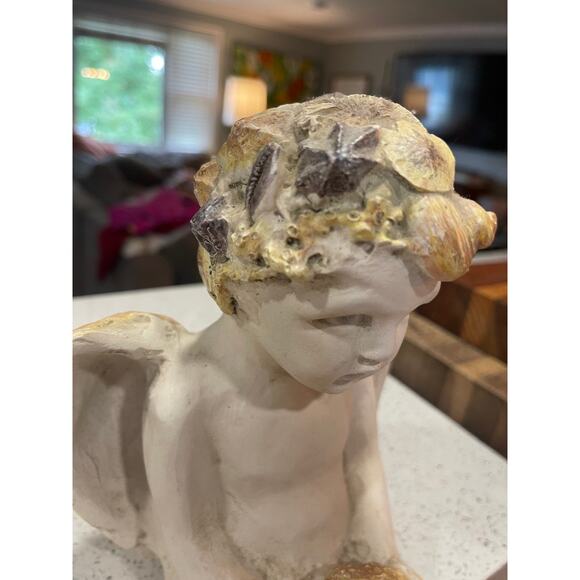 Signed Vintage R. Shipman Mermaid Cherub Shelf Sitter Statuette - Picture 7 of 7